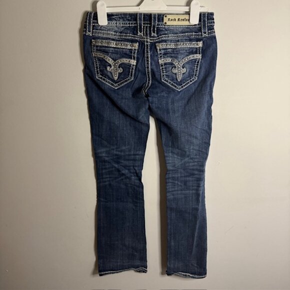 Rock Revival Women's Simona Bootcut Jeans Rhinestone Embroirdered Size 30 - Picture 2 of 7
